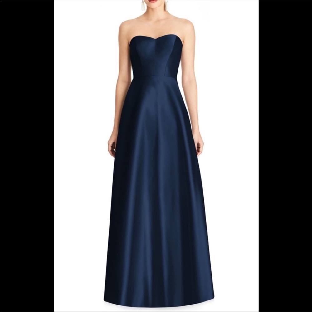 ALFRED SUNG Midnight Blue Strapless Dress